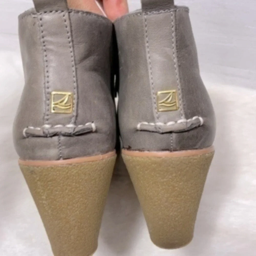 Sperry Women's Harlow Burnished Leather Wedge Bootie Size 7.5M Color GRAPHITE